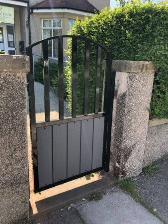 Bespoke Line design Metal Garden Gate with gray composite lining 2