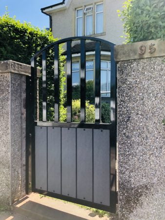 Bespoke Line design Metal Garden Gate with gray composite lining