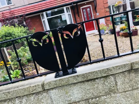 Custom Owl Themed Metal Fencing Designed and Fitted Closeup