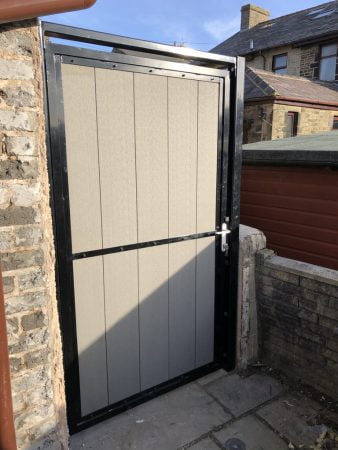 Gray composite lined Metal framed with frame Metal Side Gate