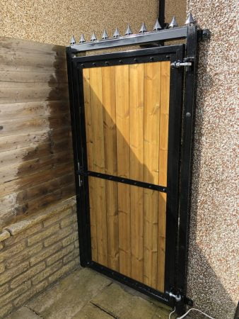 High Security Metal Side Gate with Composite wood lining effect
