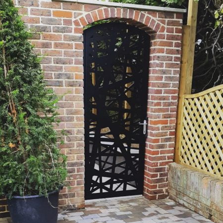 Layered Lines Metal Side Gate made to fit archway closeup